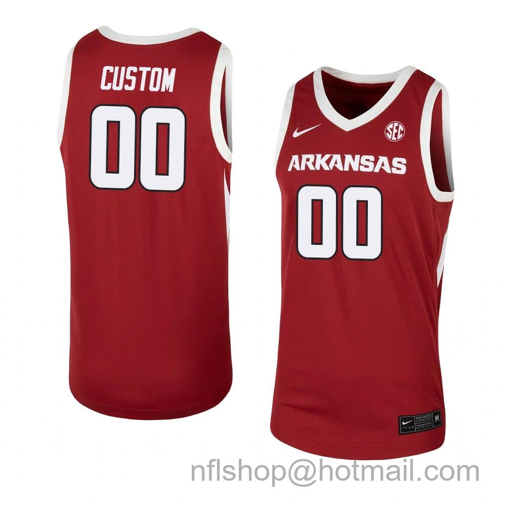 Men's Nike Custom Arkansas Razorbacks Jersey Basketball College Name and Number Team Cardinal