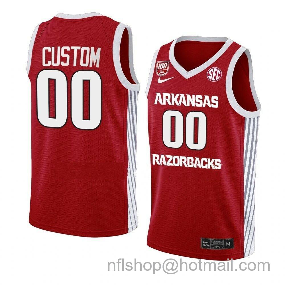 Men's Nike Custom Arkansas Razorbacks Jersey Basketball College Name and Number Red