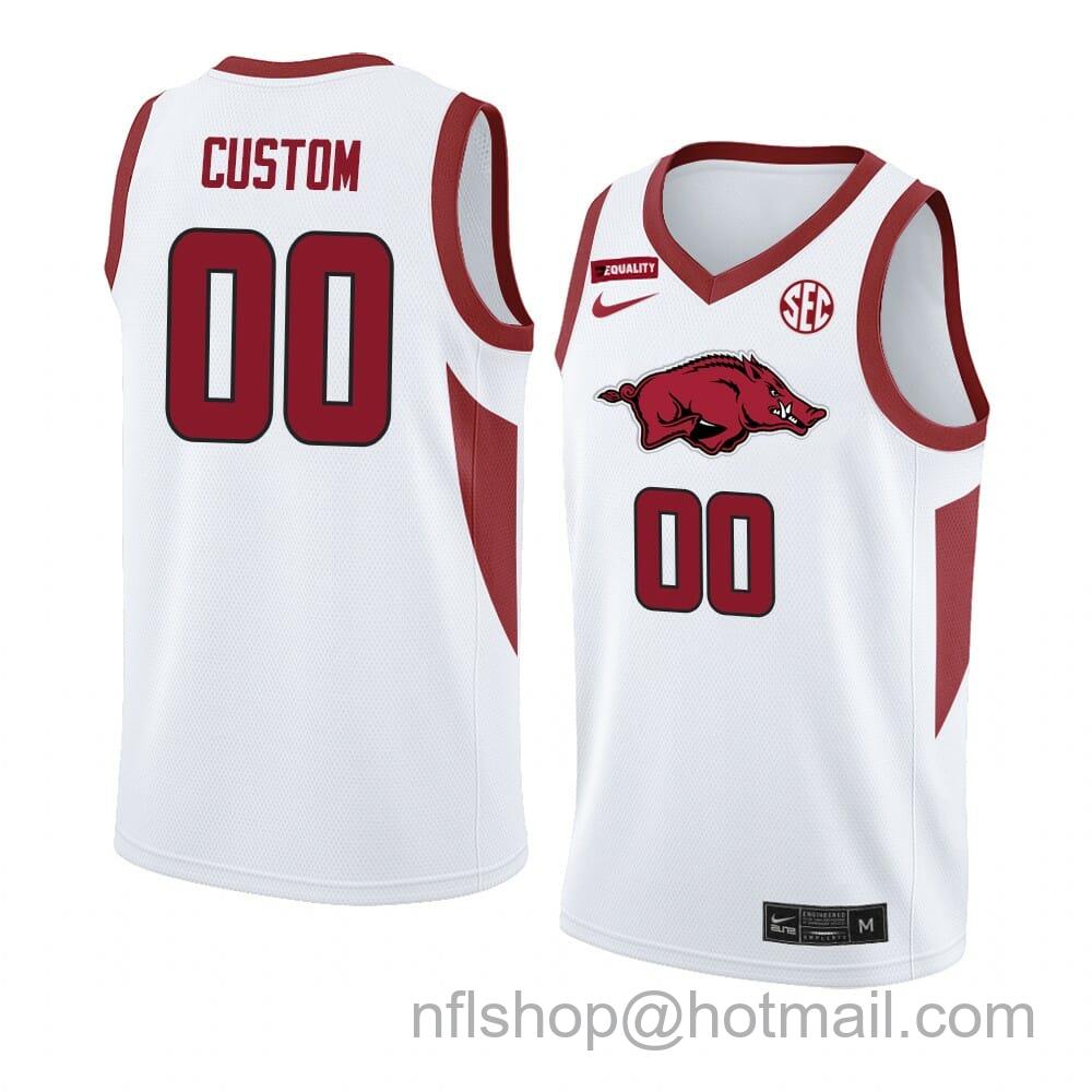 Men's Nike Custom Arkansas Razorbacks Jersey Basketball College Name and Number Team White