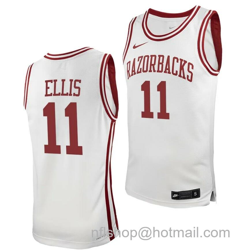 Men's Nike Arkansas Razorbacks El Ellis Jersey #11 College Basketball White