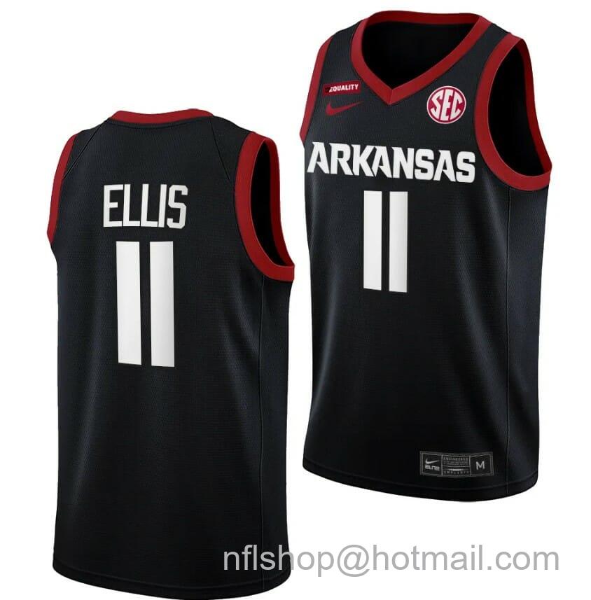 Men's Nike Arkansas Razorbacks El Ellis Jersey #11 College Basketball Black