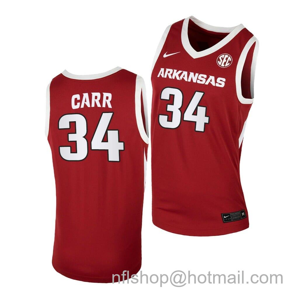 Men's Nike Chrissy Carr Jersey Arkansas Razorbacks College Basketball NCAA eligibility Jersey 2023 WNBA Draft Red #34