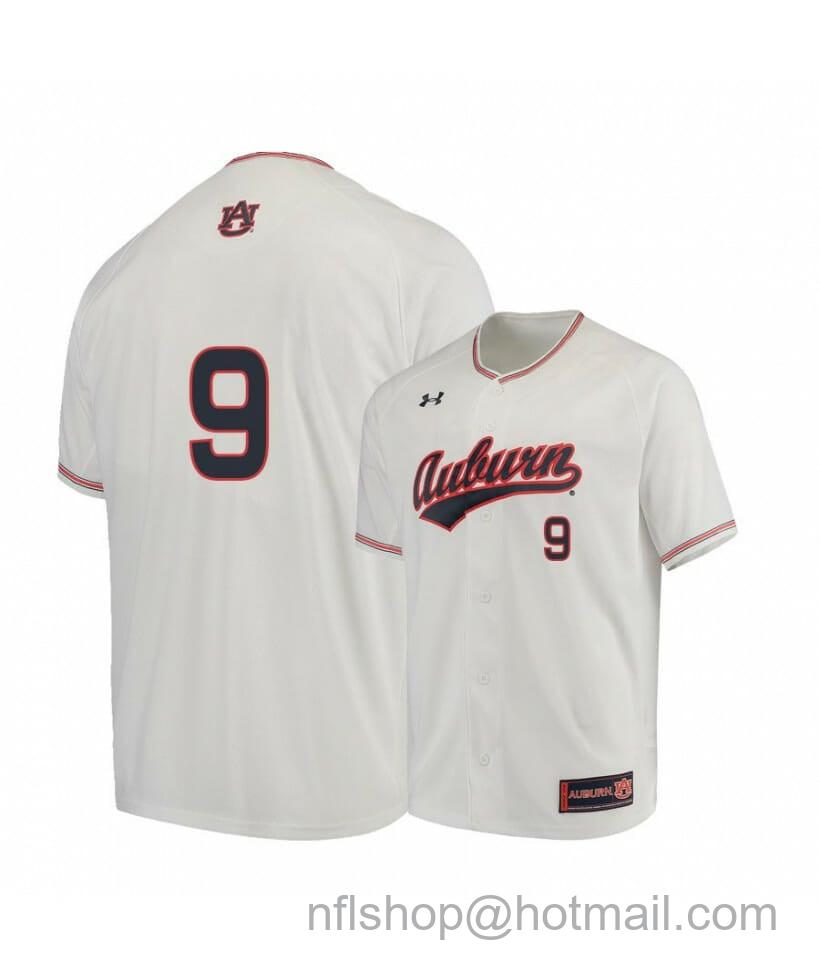 Men's Under Armour Auburn Tigers 9 Ryan Bliss White Baseball Jersey