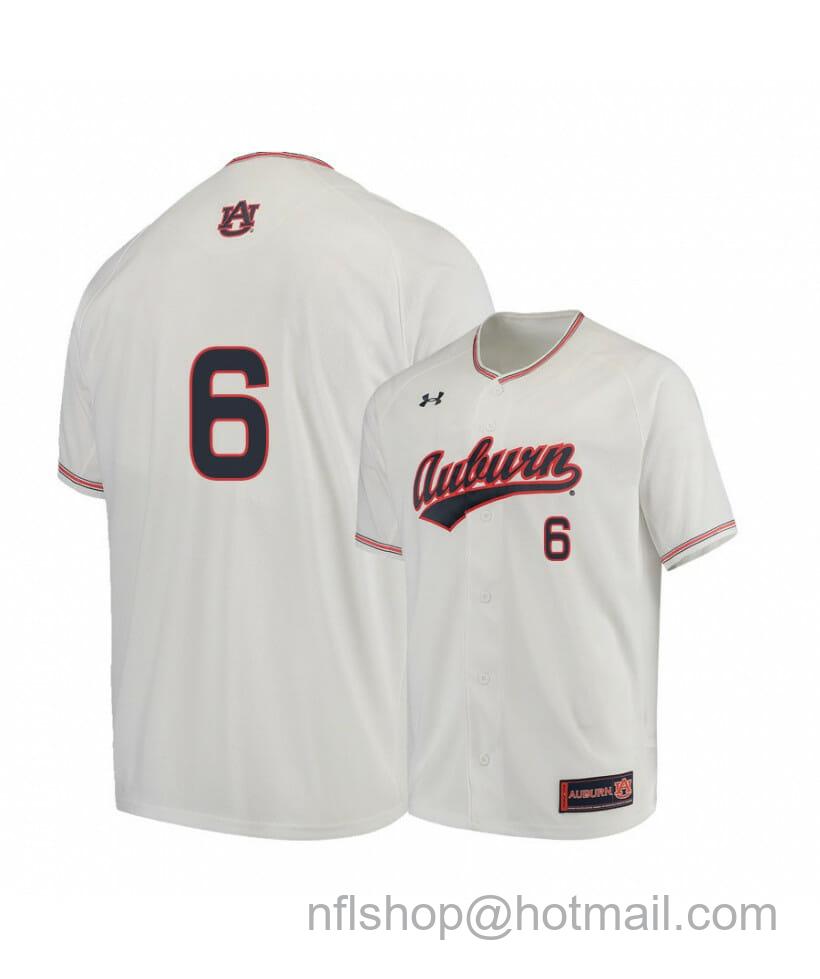 Men's Under Armour Auburn Tigers 6 Matt Scheffler White Baseball Jersey