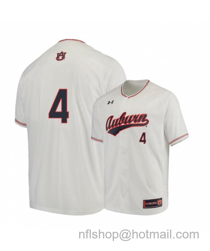 Men's Under Armour Auburn Tigers 4 Rankin Woley White Baseball Jersey