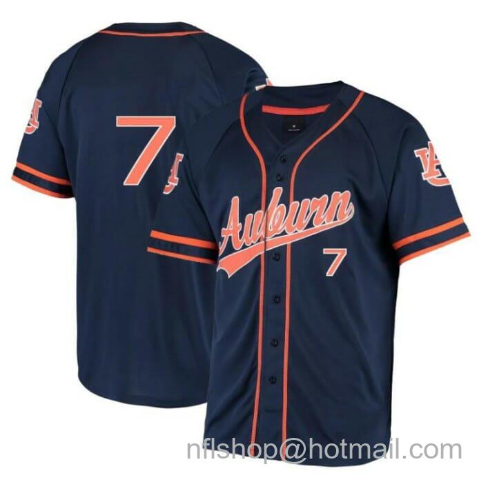 Men's Under Armour Cole Foster Jersey Auburn Tigers Baseball NCAA College Navy Alumni #7