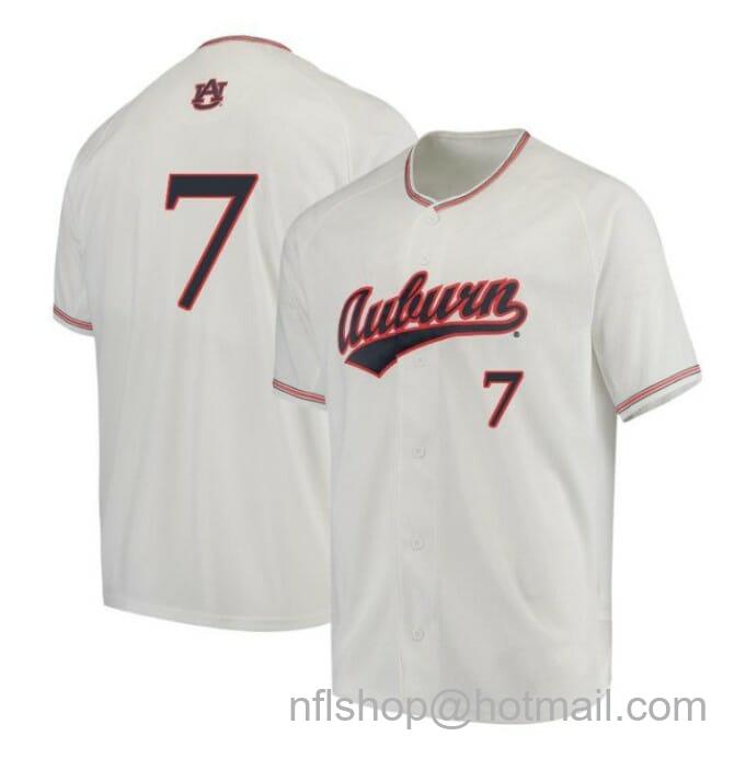 Men's Cole Foster Jersey Auburn Tigers Baseball Under Armour NCAA College White Alumni #7