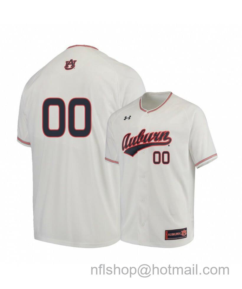 Men's Under Armour Auburn Tigers White Custom Baseball Jersey