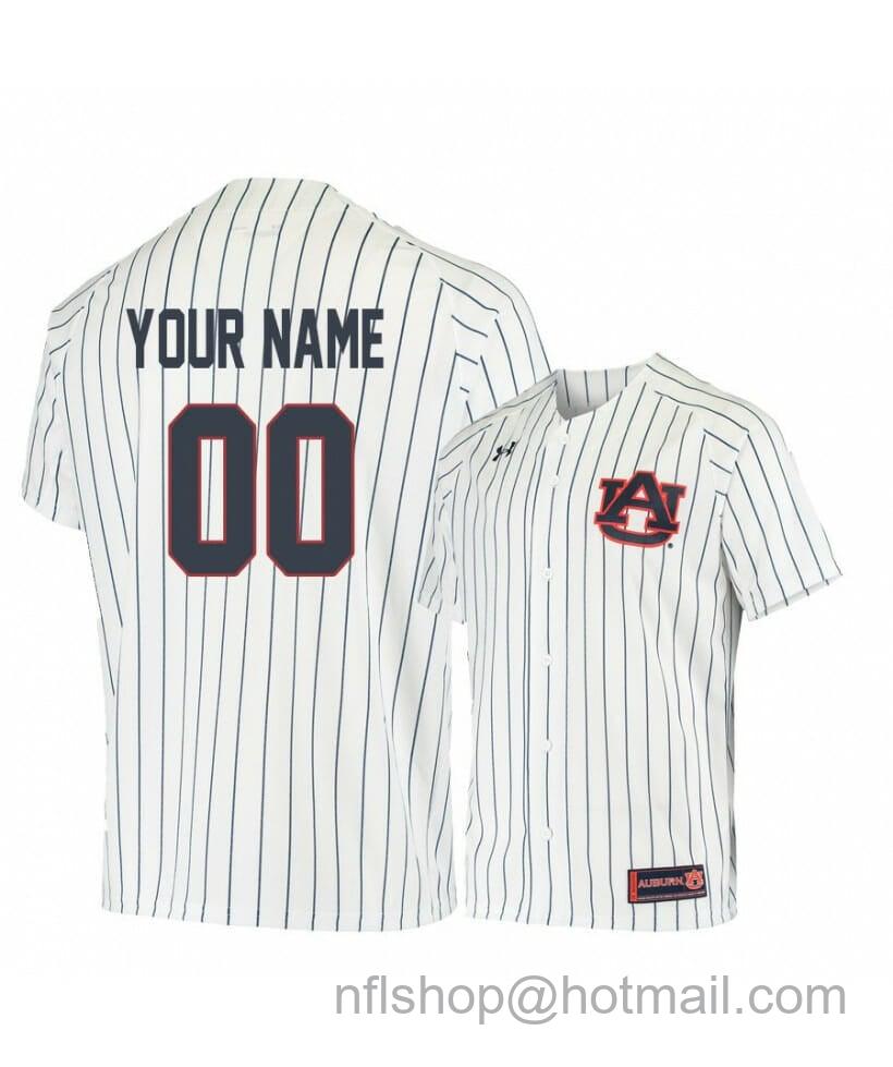 Men's Under Armour Auburn Tigers White Blue Custom College Baseball Jersey