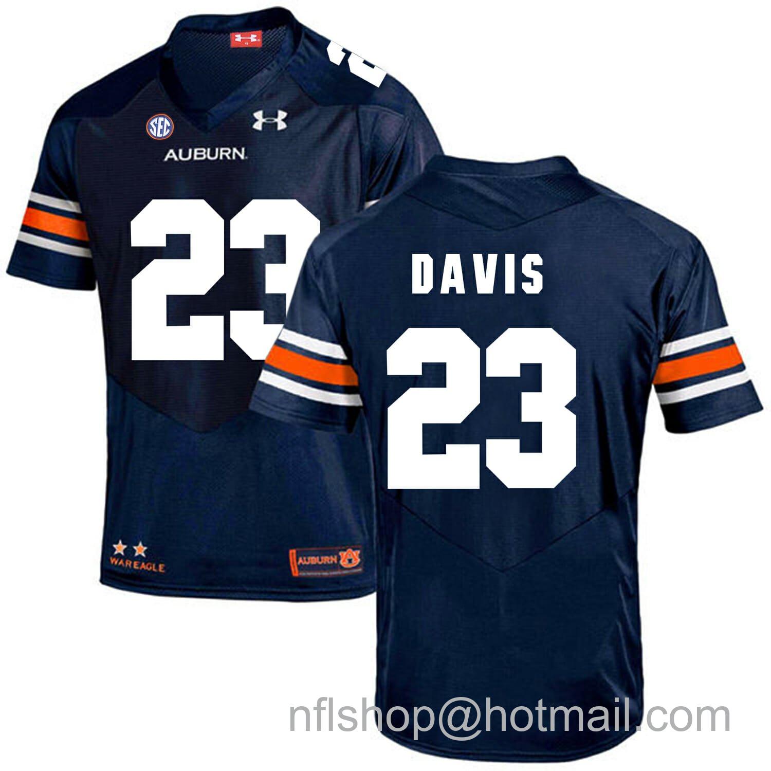 Men's Auburn Tigers Under Armour #23 Ryan Davis Football Jersey Dark Blue