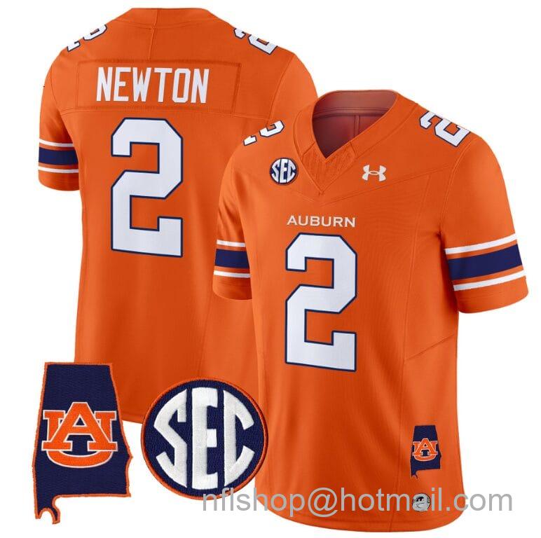 Men's Under Armour Cam Newton Jersey #2 Auburn Tigers SEC Patch Vapor Limited College Football Stitched Orange