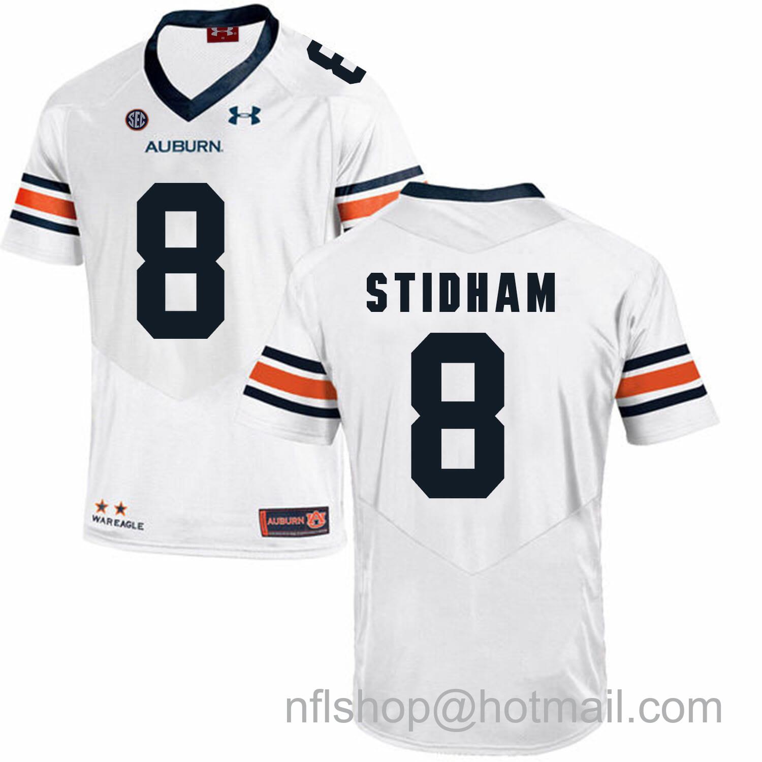 Men's Auburn Tigers Under Armour #8 STIDHAM Football Jersey White