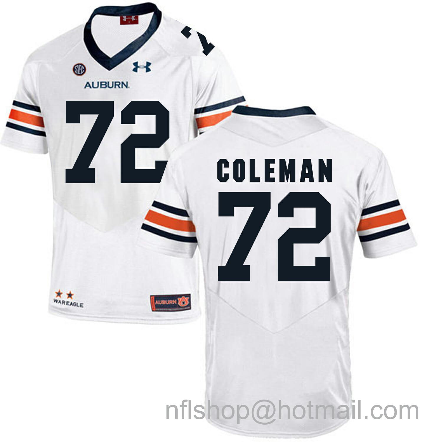 Men's Auburn Tigers Under Armour #72 Shon Coleman Football Jersey White