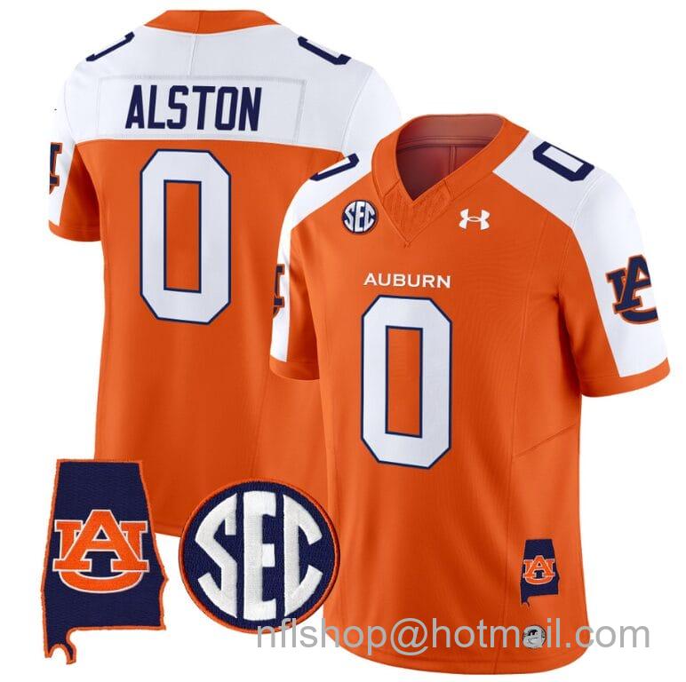 Men's Under Armour Damari Alston Jersey #0 Auburn Tigers SEC Patch Vapor Limited College Football Stitched Orange Alternate