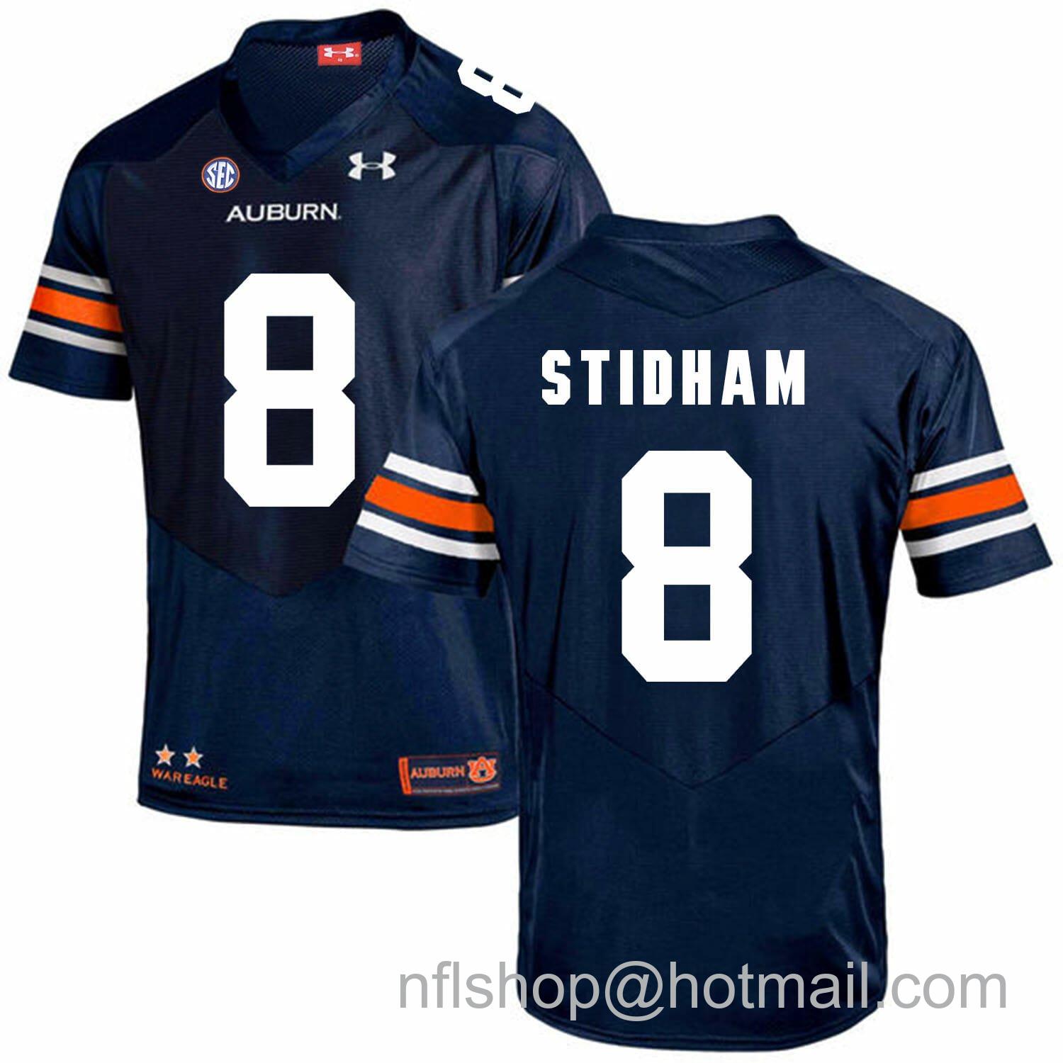 Men's Auburn Tigers Under Armour #8 STIDHAM Football Jersey Dark Blue