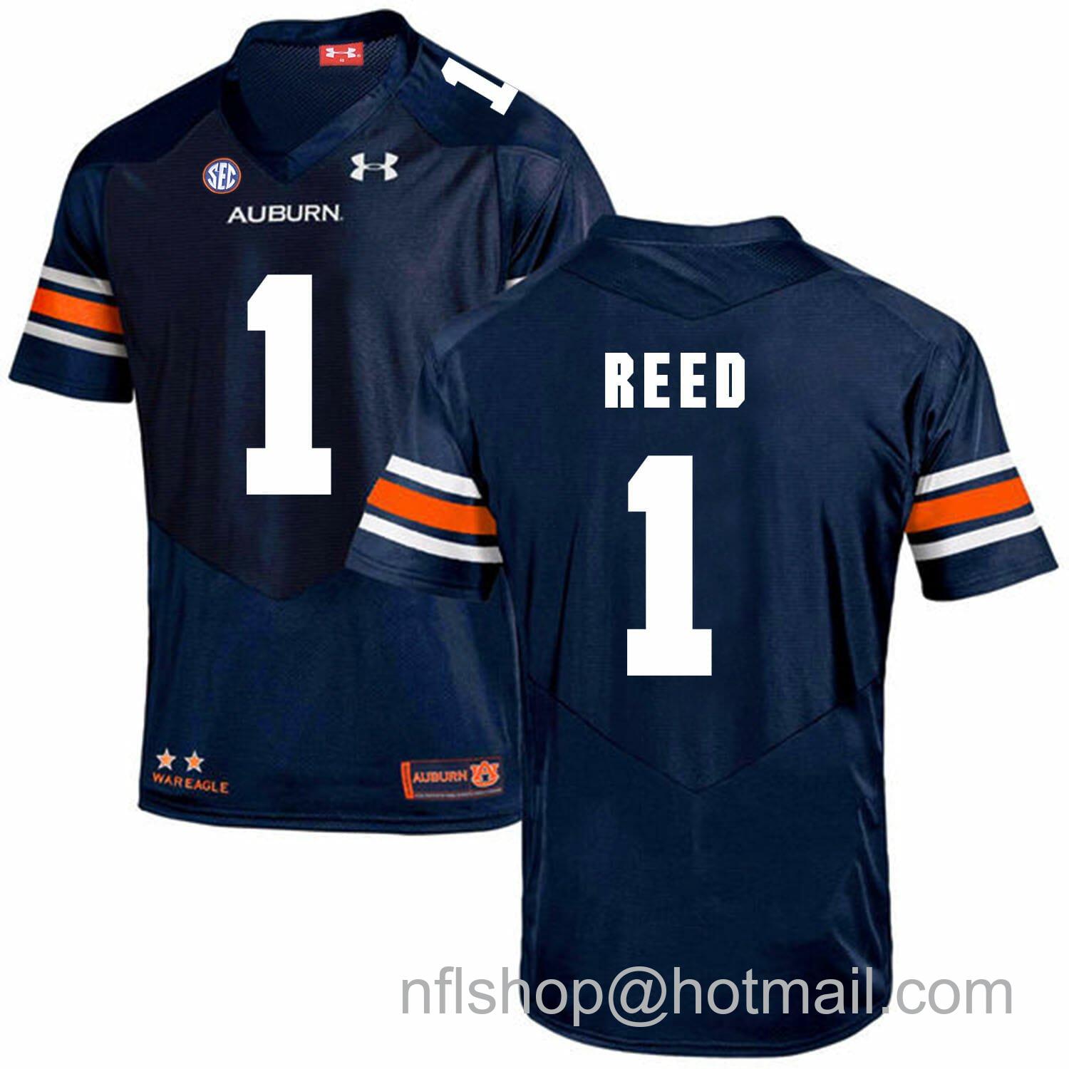 Men's Auburn Tigers Under Armour #1 Trovon Reed Football Jersey Dark Blue