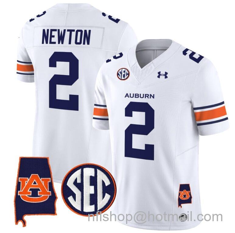 Men's Under Armour Cam Newton Jersey #2 Auburn Tigers SEC Patch Vapor Limited College Football Stitched White