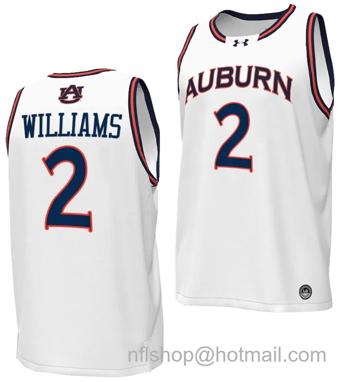 Men's Under Armour Jaylin Williams Jersey #2 Auburn Tigers Replica College Basketball 2023-24 White