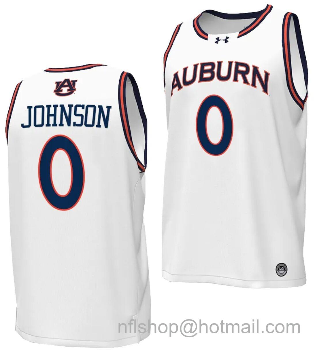 Men's Under Armour KD Johnson Jersey #0 Auburn Tigers Replica College Basketball 2023-24 White