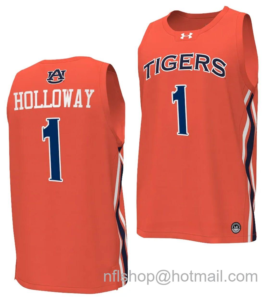 Men's Under Armour Aden Holloway Jersey #1 Auburn Tigers College Basketball Replica Orange