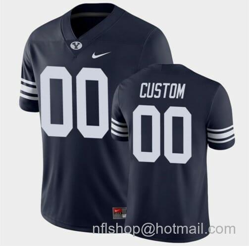 Men's Nike Custom BYU Cougars Jersey Game College Football Navy