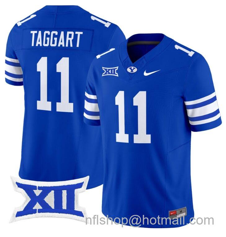 Men's Nike Harrison Taggart Jersey #11 BYU Cougars Vapor Limited College Football Stitched Royal