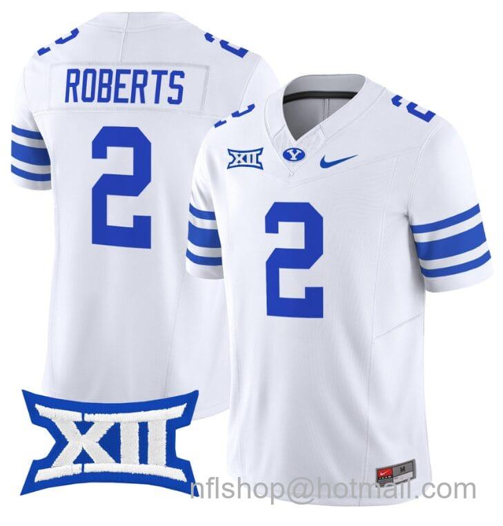 Men's Nike Chase Roberts Jersey #2 BYU Cougars Vapor Limited College Football Stitched White