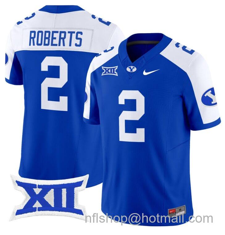 Men's Nike Chase Roberts Jersey #2 BYU Cougars Vapor Limited College Football Stitched Royal Alternate