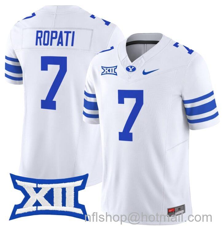 Men's Nike Hinckley Ropati Jersey #7 BYU Cougars Vapor Limited College Football Stitched White