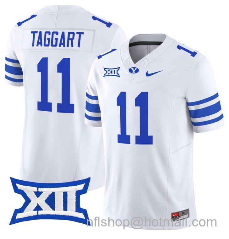 Men's Nike Harrison Taggart Jersey #11 BYU Cougars Vapor Limited College Football Stitched White