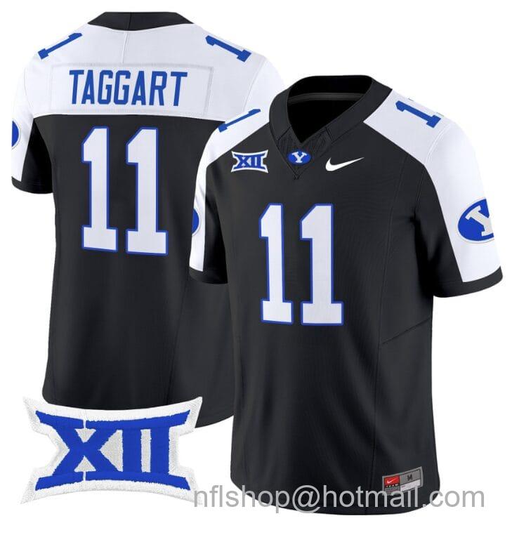 Men's Nike Harrison Taggart Jersey #11 BYU Cougars Vapor Limited College Football Stitched Black Alternate