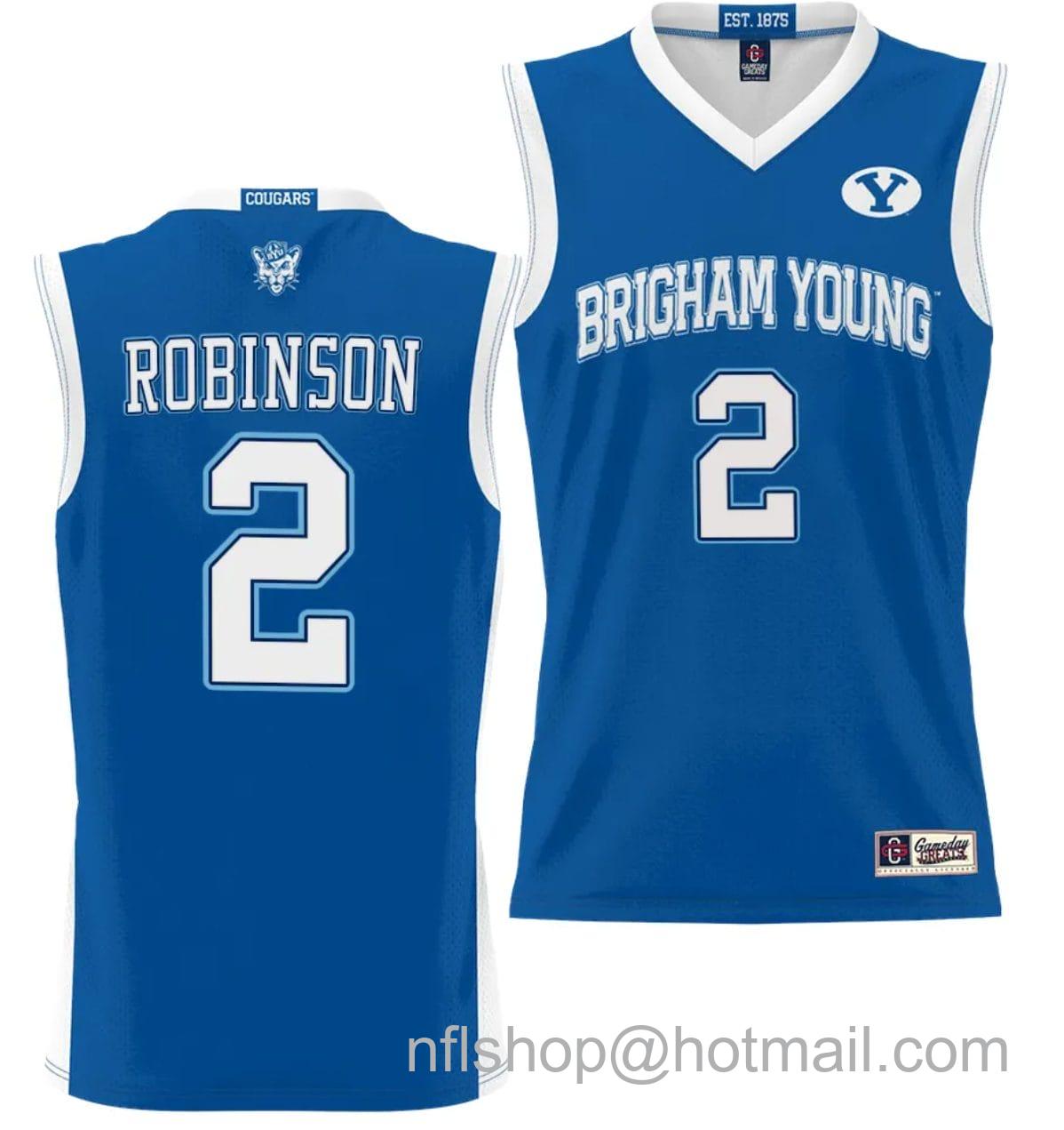 Men's Gameday Great  Jaxson Robinson Jersey #2 BYU Cougars NIL College Basketball Jersey Lightweight Royal