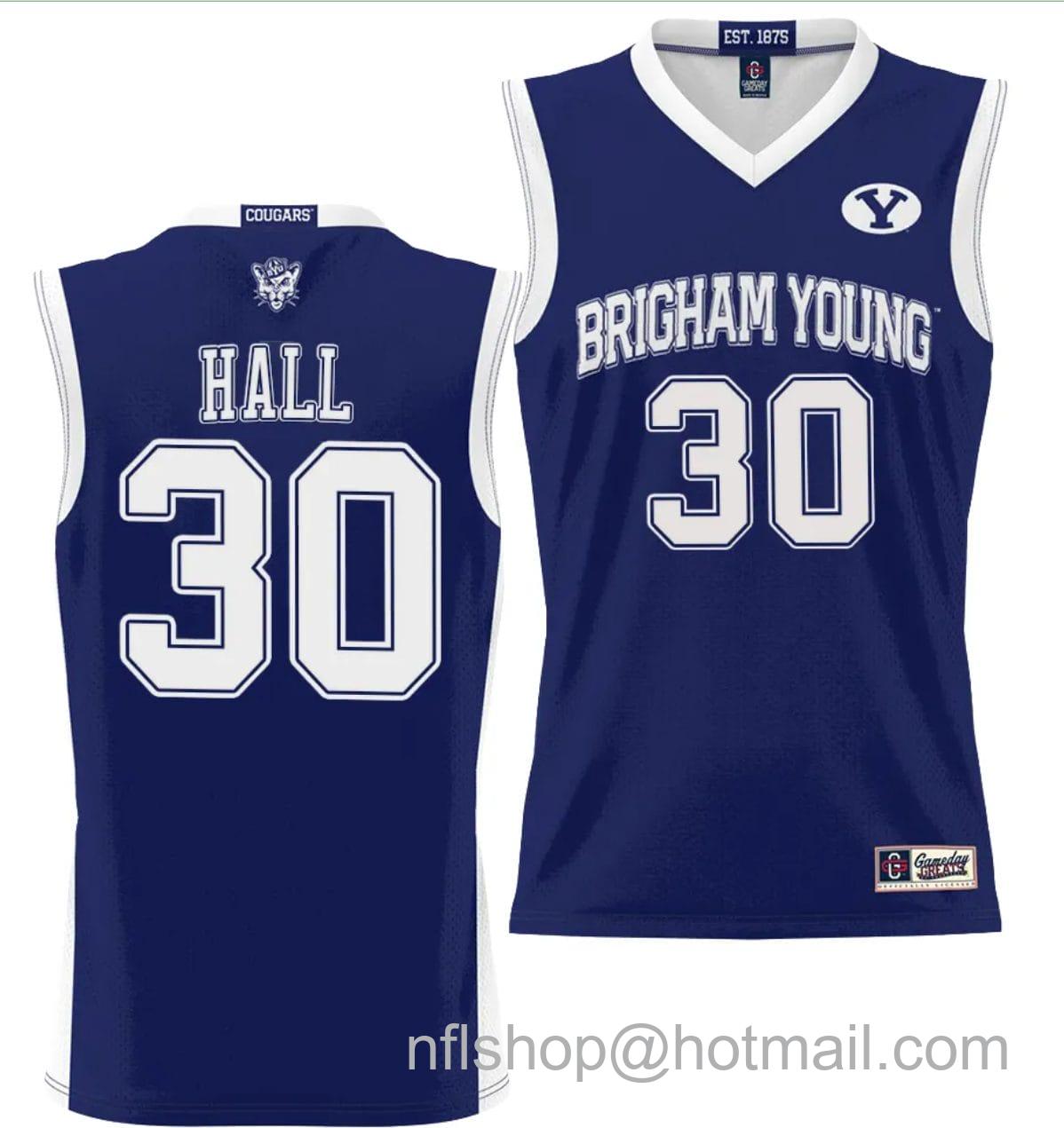 Men's Gameday Great  Dallin Hall Jersey #30 BYU Cougars NIL College Basketball Jersey Lightweight Navy