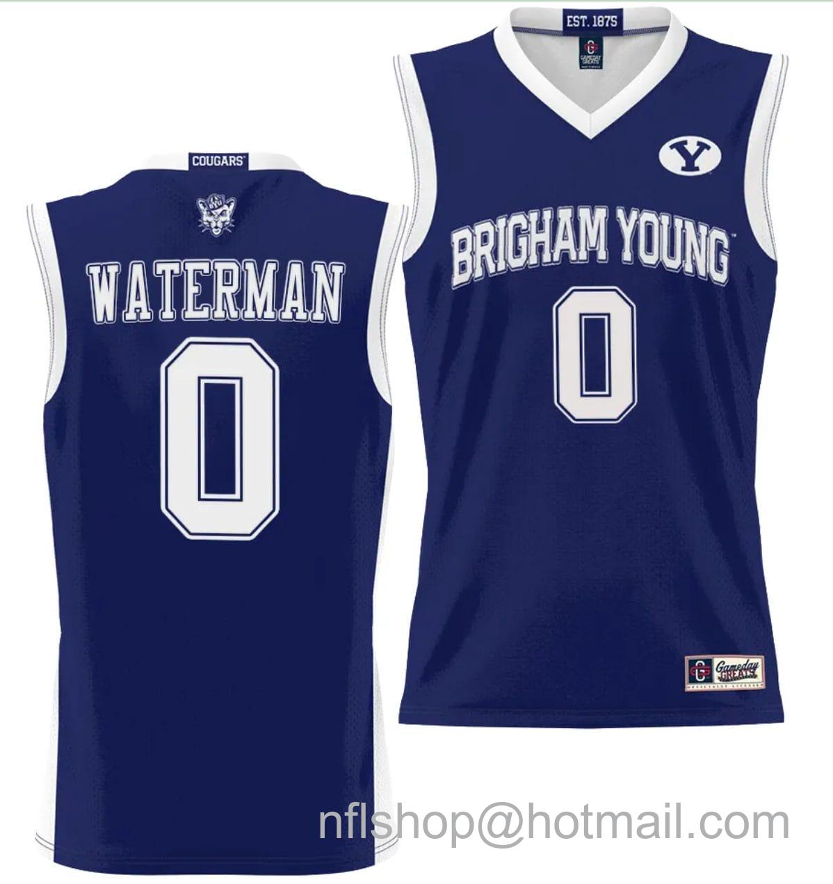 Men's Gameday Great  Noah Waterman Jersey #0 BYU Cougars NIL College Basketball Jersey Lightweight Navy