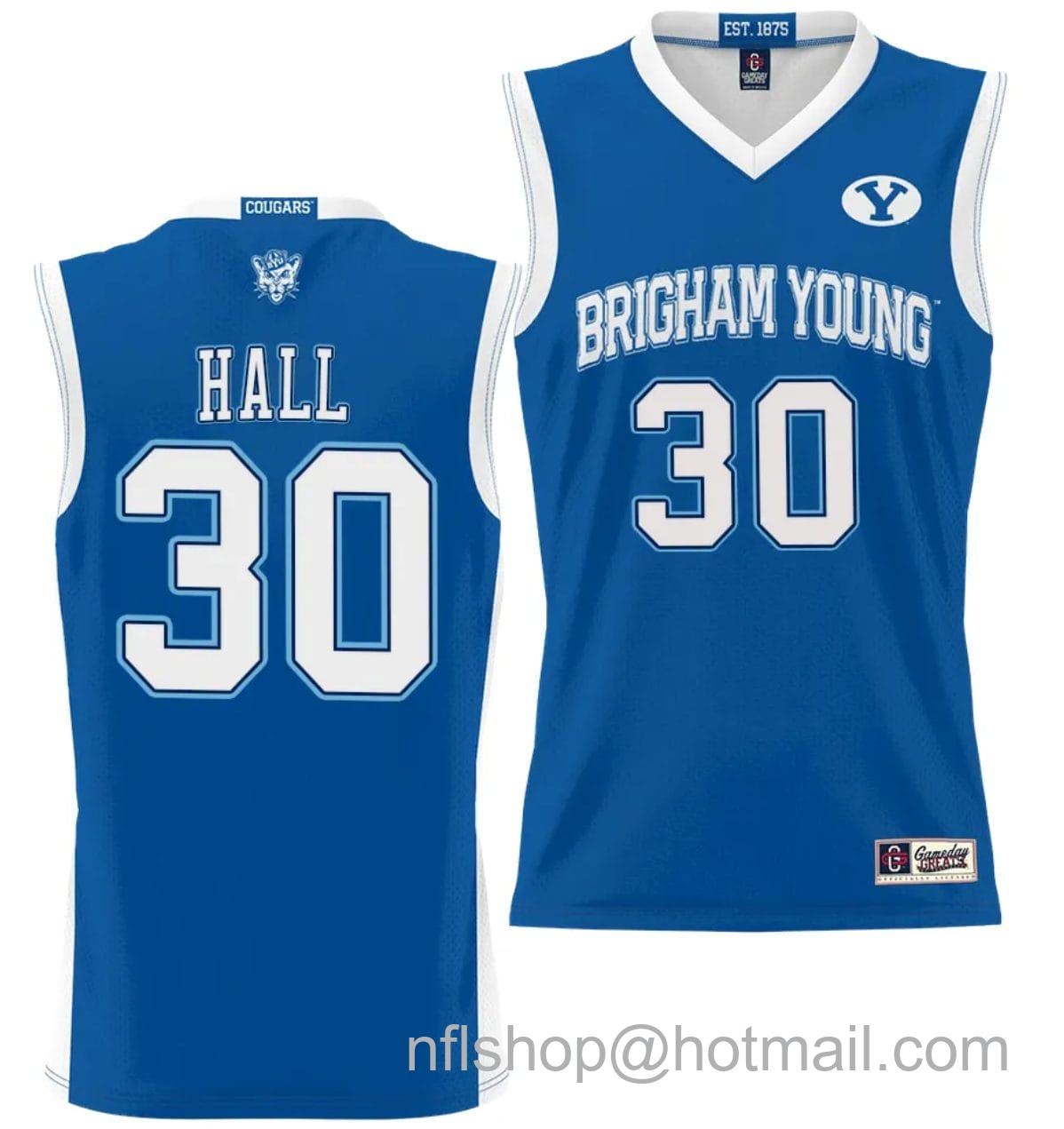 Men's Gameday Great  Dallin Hall Jersey #30 BYU Cougars NIL College Basketball Jersey Lightweight Royal