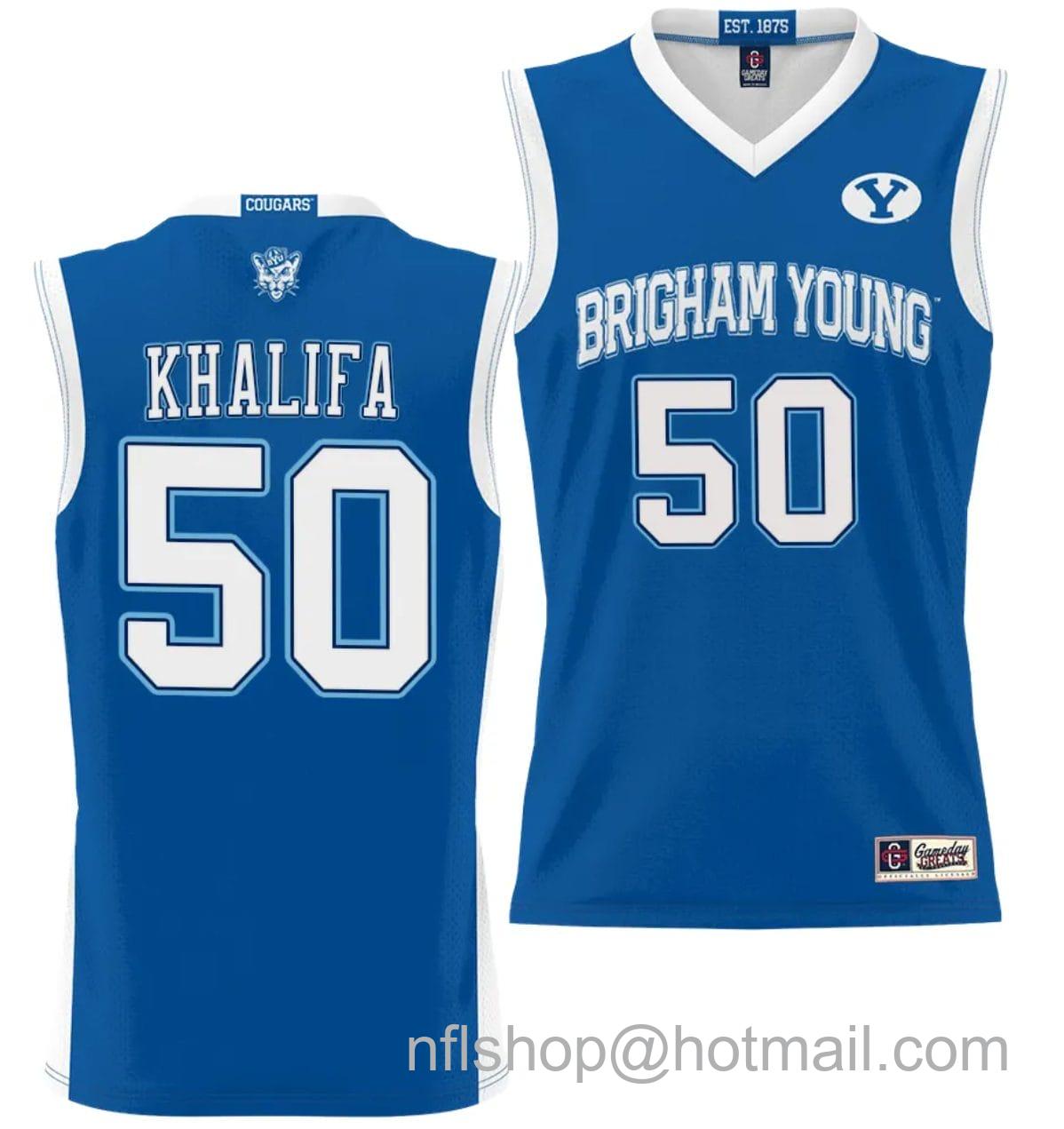 Men's Gameday Great  Aly Khalifa Jersey #50 BYU Cougars NIL College Basketball Jersey Lightweight Royal