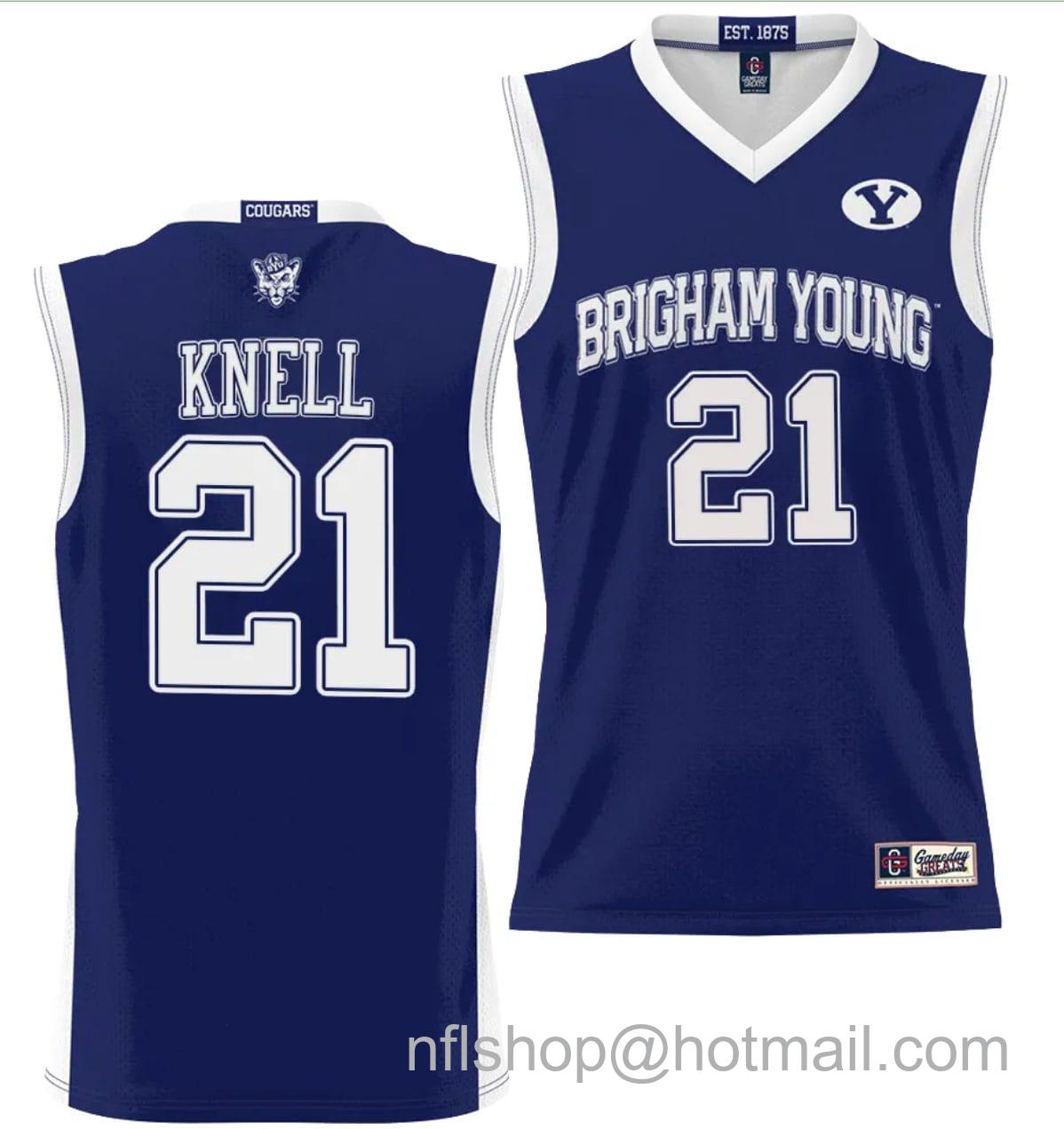 Men's Gameday Great  Trevin Knell Jersey #21 BYU Cougars NIL College Basketball Jersey Lightweight Navy