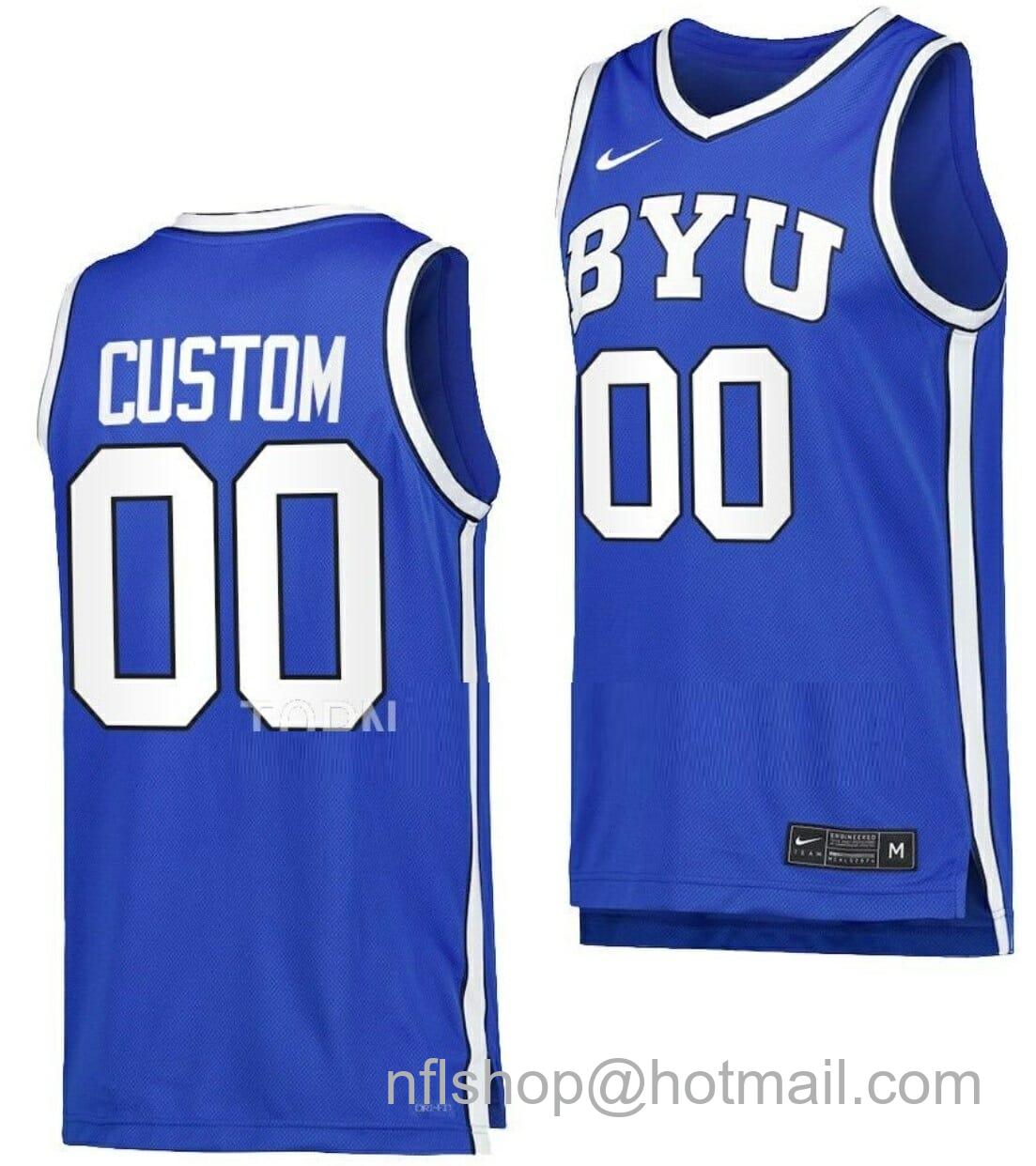 Men's Nike Custom BYU Cougars Jersey Name And Number College Basketball Royal