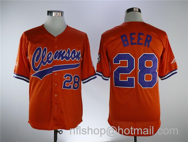 Men's Nike Clemson Tigers #28 Seth Beer Movie Baseball Jersey Red