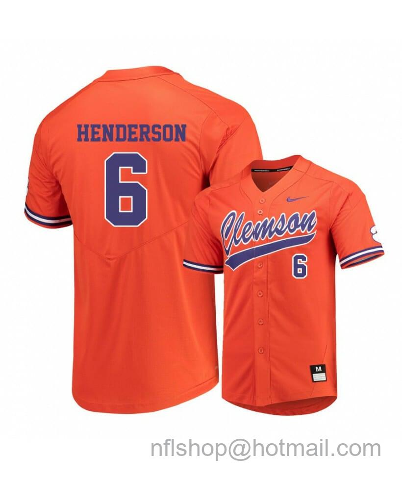 Men's Nike Clemson Tigers 6 Elijah Henderson Orange Elite College Baseball Jersey