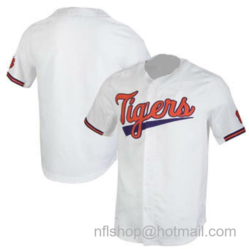 Men's Nike Clemson Tigers Custom Name and Number College Baseball Jersey White