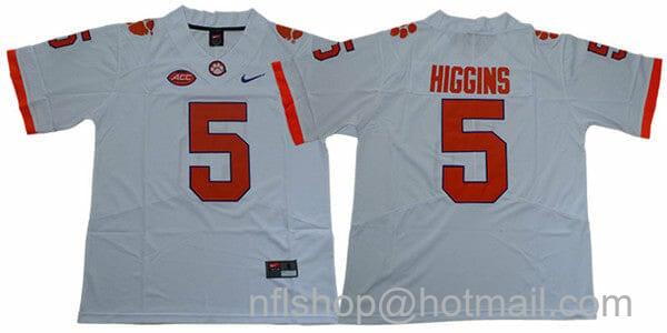 Men's Nike Clemson Tigers Tee Higgins Jersey #5 College Football White