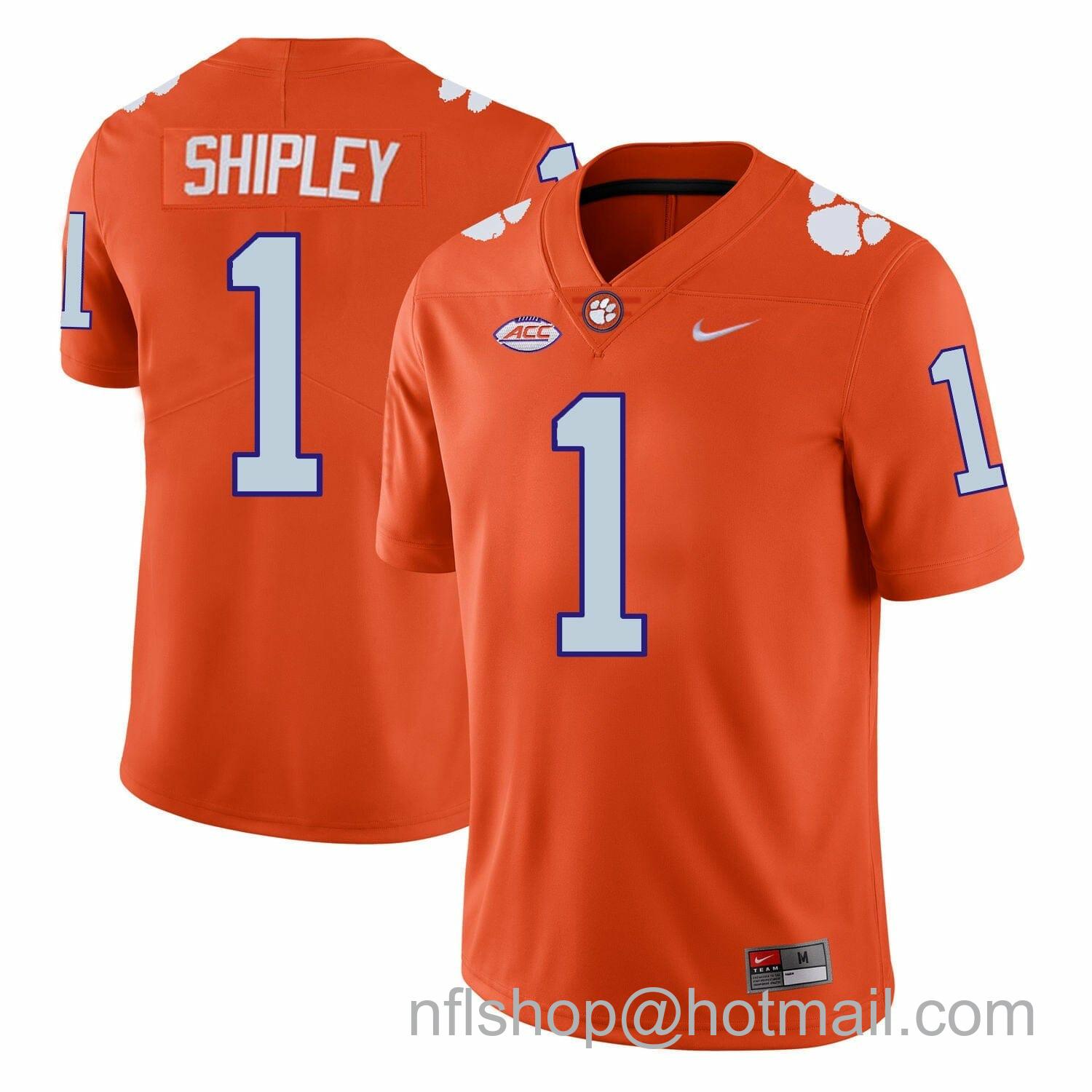 Men's Nike Clemson Tigers Will Shipley Jersey #1 College Football Orange