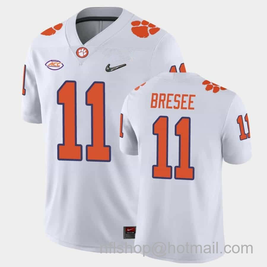 Men's Nike Clemson Tigers Bryan Bresee Jersey #1 College Football White