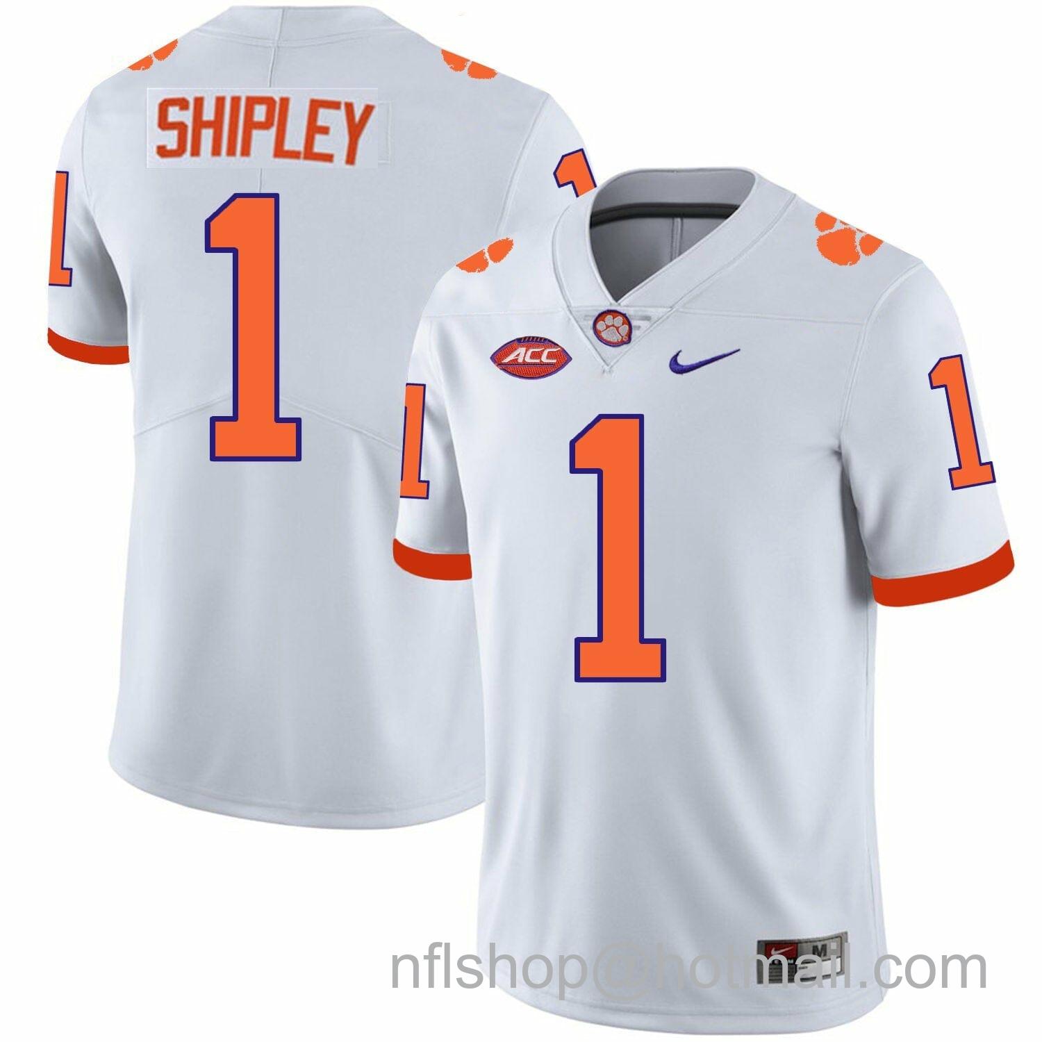 Men's Nike Clemson Tigers Will Shipley Jersey #1 College Football White