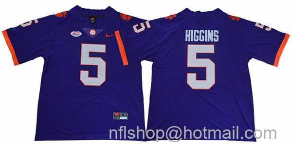 Men's Nike Clemson Tigers Tee Higgins Jersey #5 College Football Purple