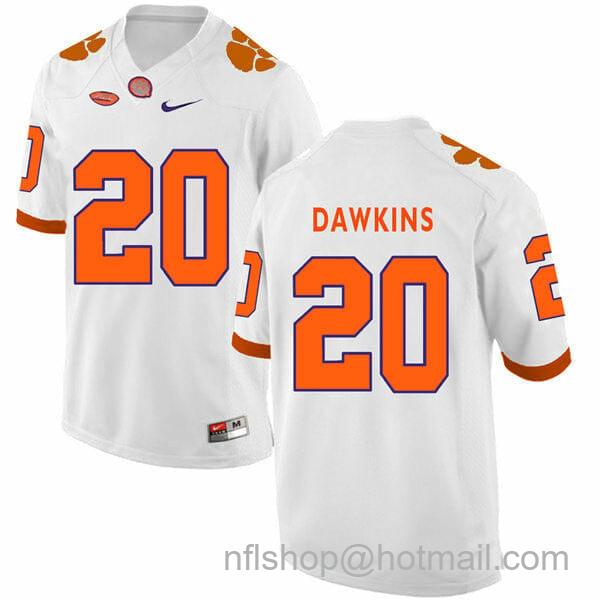 Men's Nike Clemson Tigers Brian Dawkins Jersey #20 College Football White