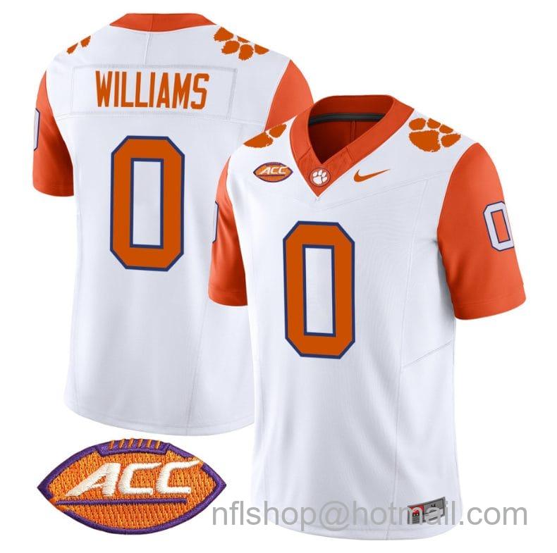 Men's Nike Antonio Williams Jersey #0 Clemson Tigers Vapor Limited Acc Patch College Football Stitched Orange Sleeves