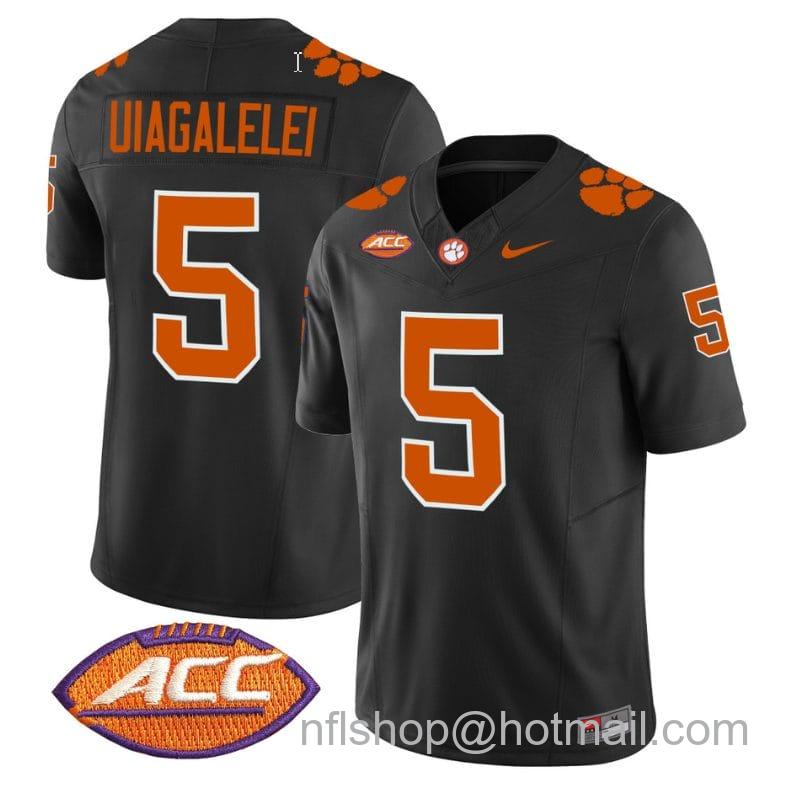 Men's Nike DJ Uiagalelei Jersey #5 Clemson Tigers Vapor Limited Acc Patch College Football Stitched Black