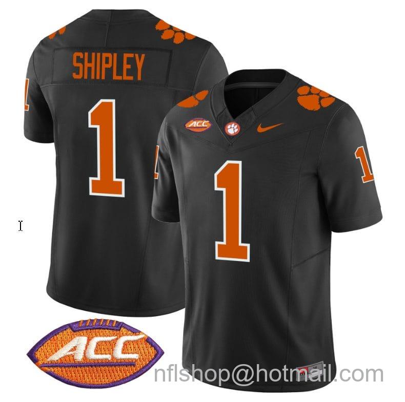 Men's Nike Will Shipley Jersey #1 Clemson Tigers Vapor Limited Acc Patch College Football Stitched Black